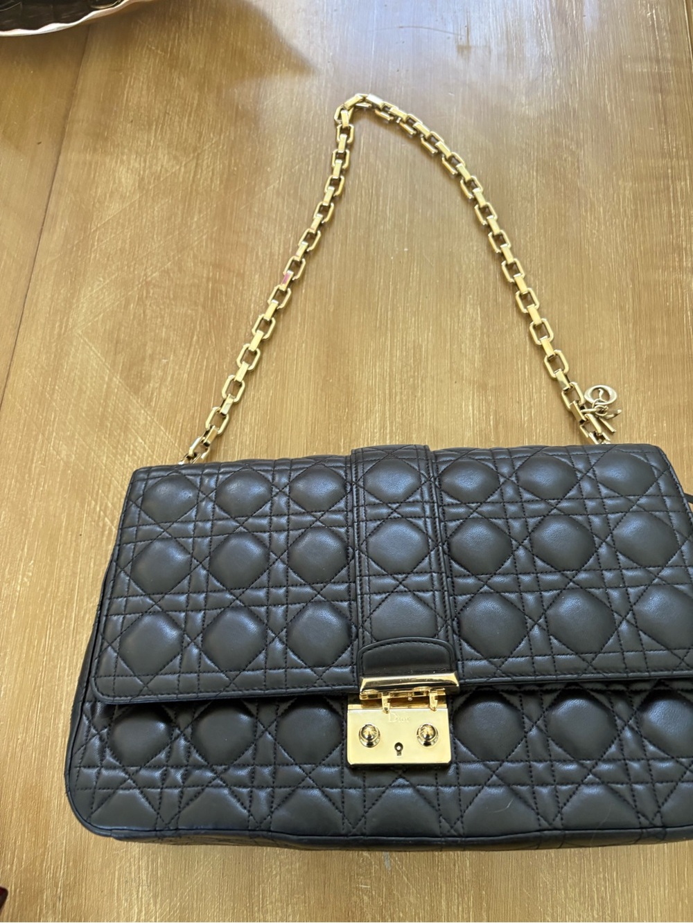 Dior Miss Dior Flap Large Black Cannage Leather Bag